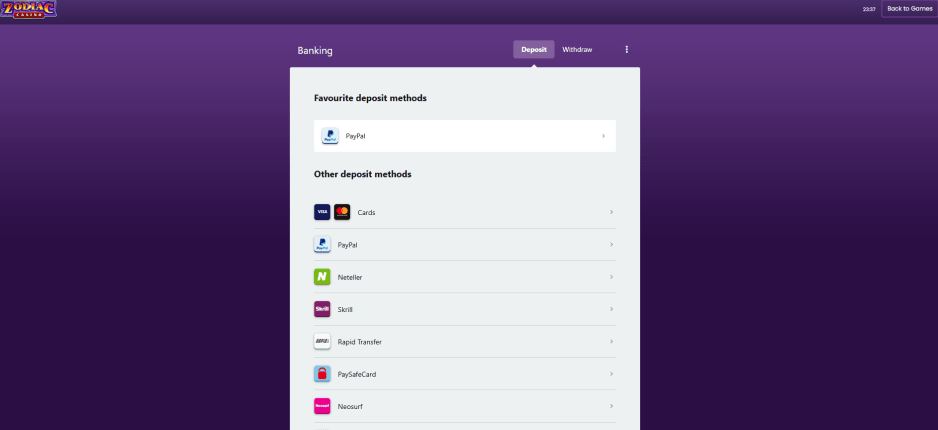 Make secure deposits using multiple payment methods