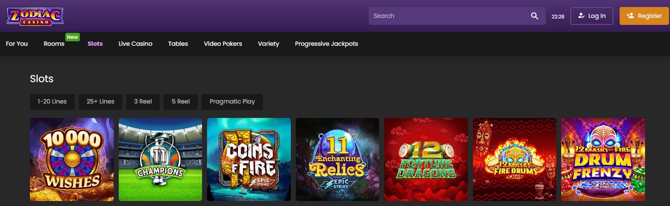 Search and spin your favourite slot games